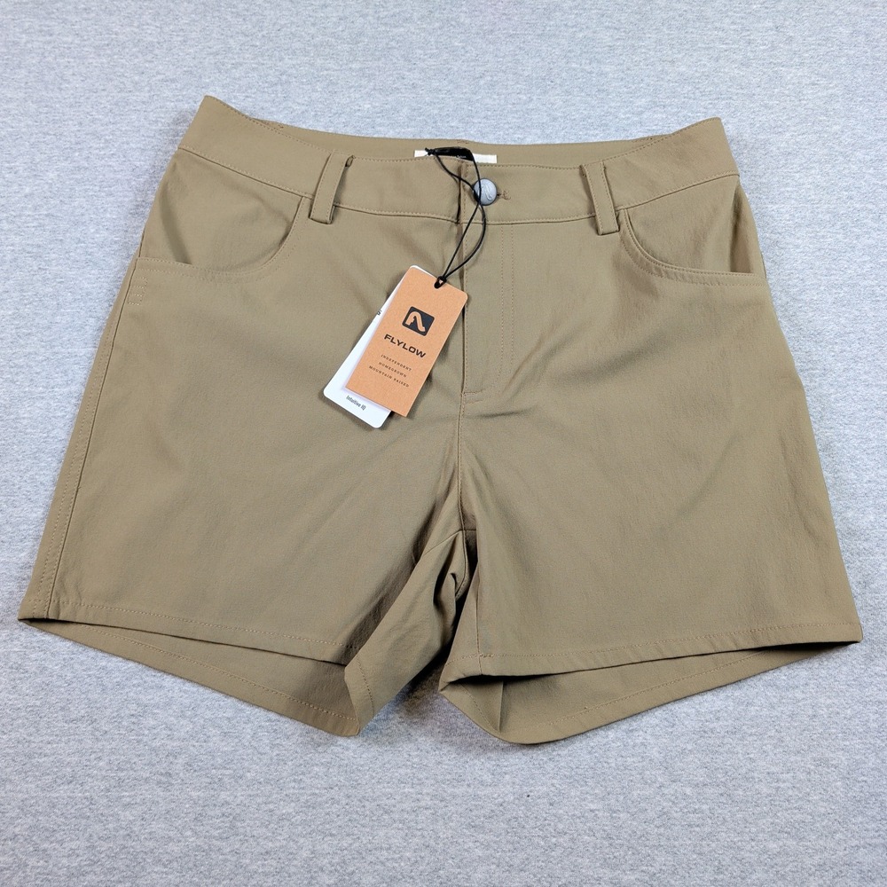 Flylow Life Short Womens 4 Khaki Tan Twig Nylon Spandex Hiking Outdoor 4357